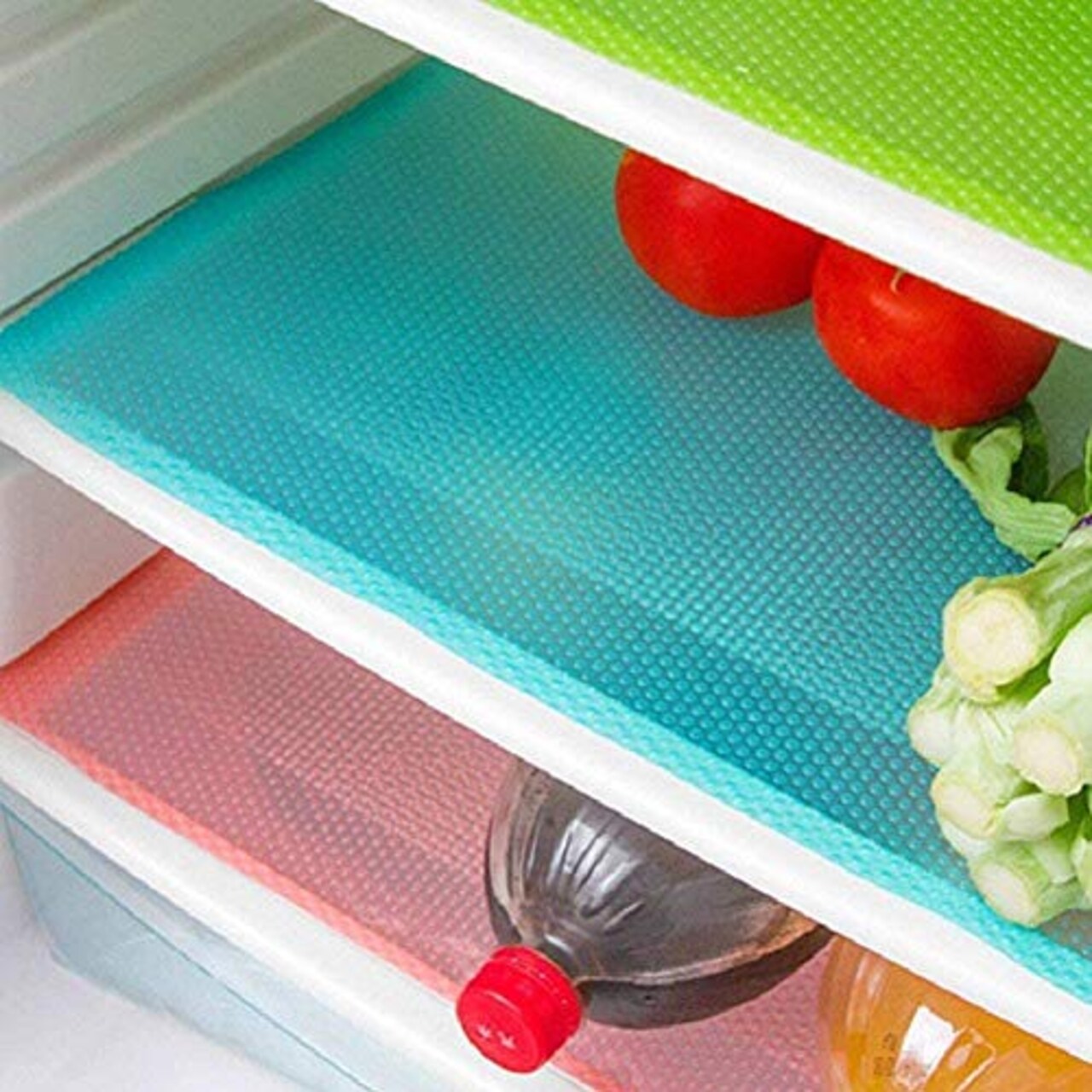 9 Pack Washable Fridge Mats Liners Waterproof Fridge Pads Drawer Table Mats Refrigerator Liners for Shelves,3Red/3Green/3Blue